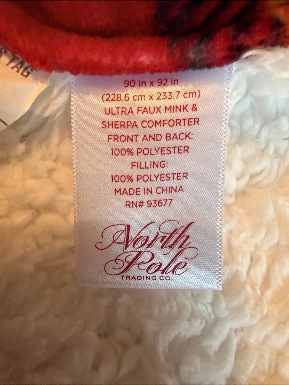 North Pole Trading Comforter Tartan in Red Plaid - Faux Mink and Sherpa